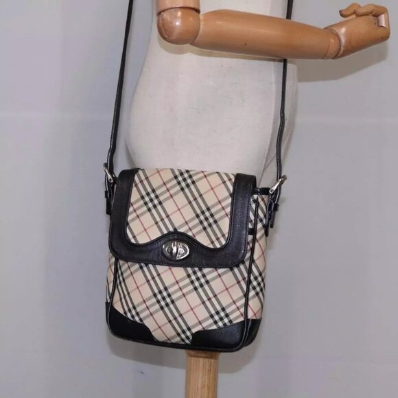 BURBERRY Nova Check Shoulder Bag Canvas Beige Auth - Picture 1 of 16